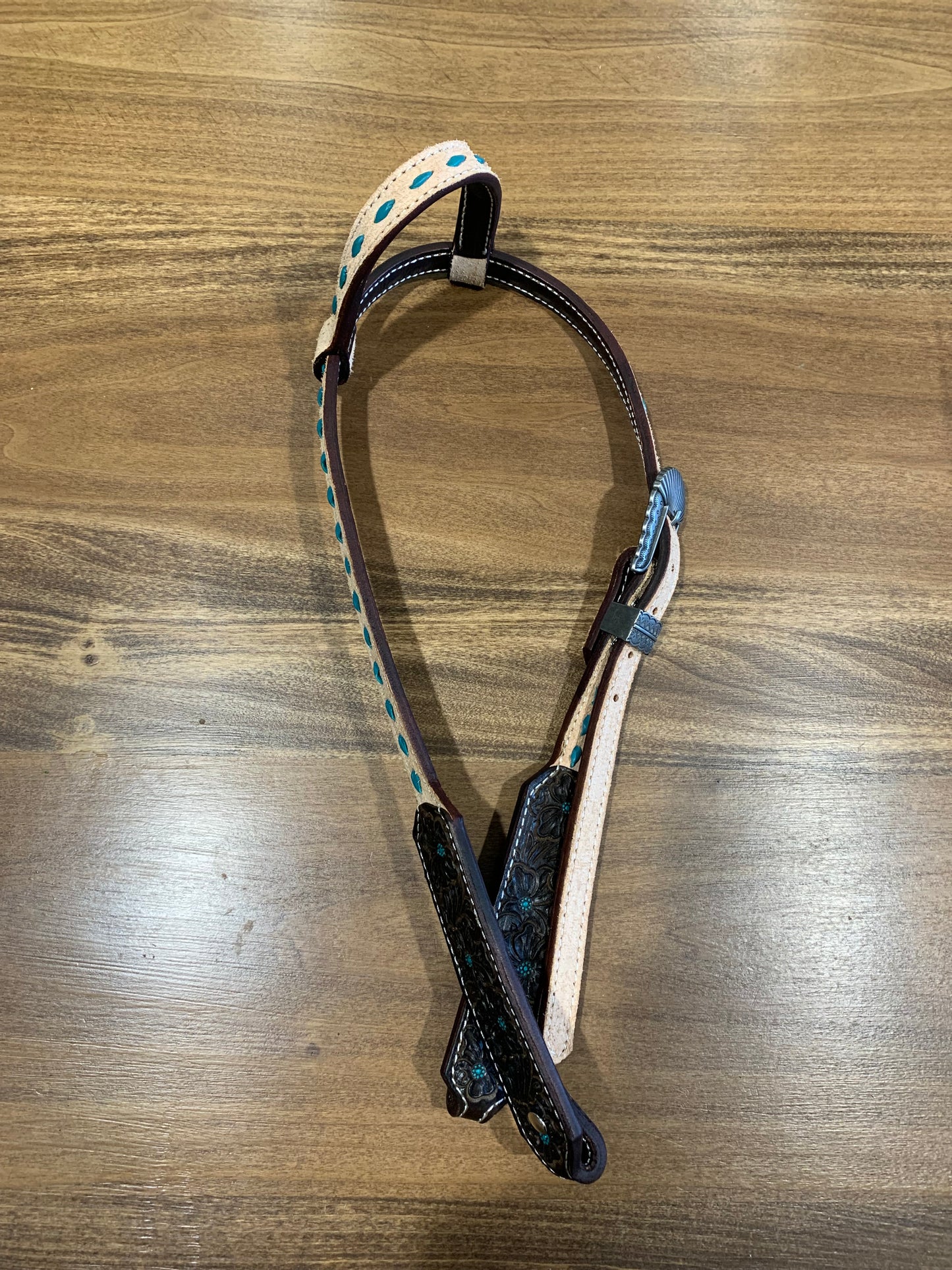 Turquoise Buckstitched Bridle