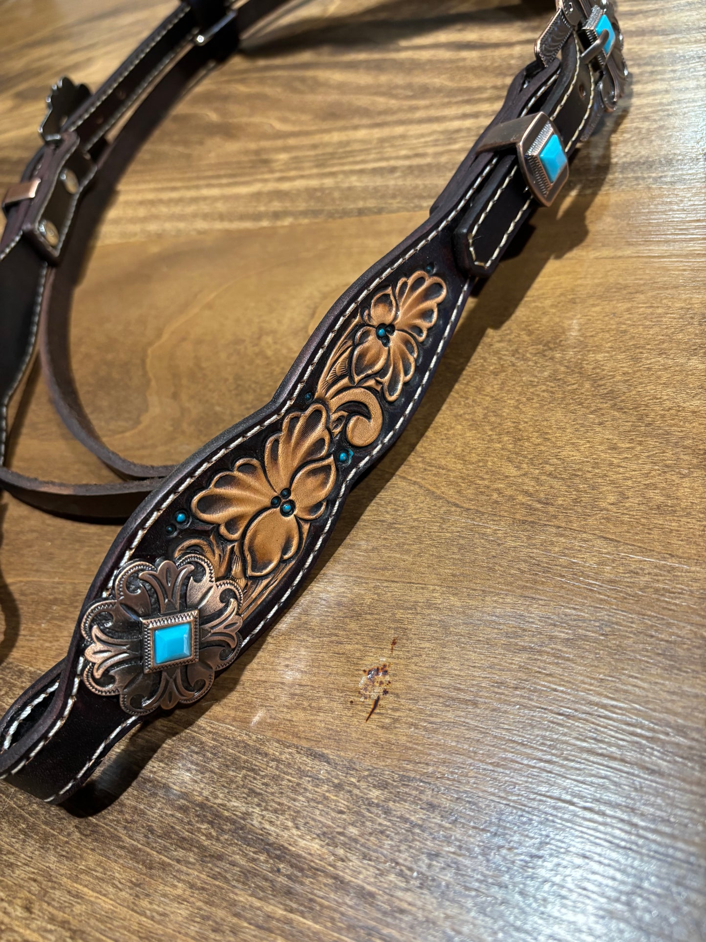 Turqouise tooled headstall