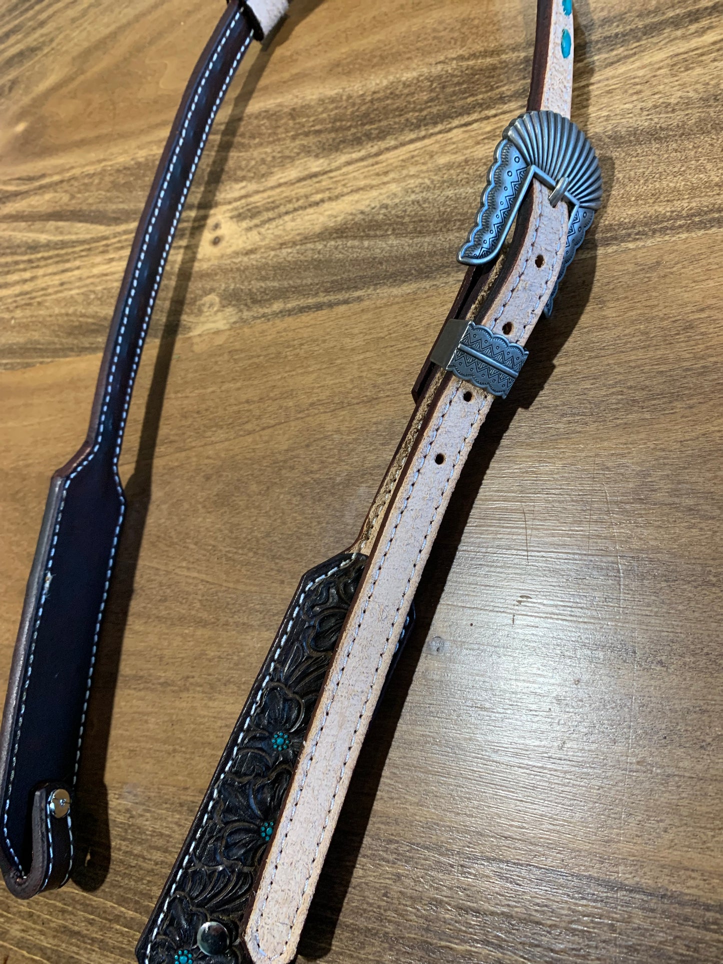 Turquoise Buckstitched Bridle